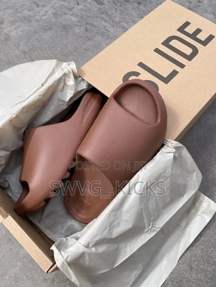 Adidas Yeezy Slides Flax and Dark Onyx