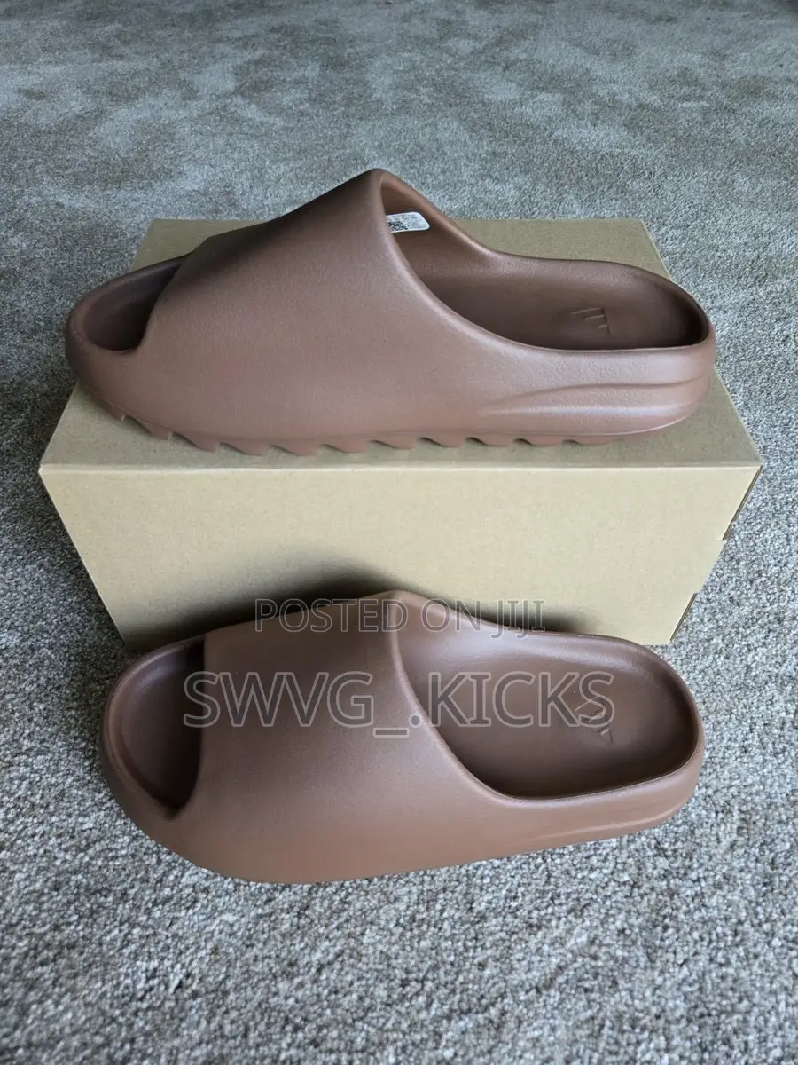 Adidas Yeezy Slides Flax and Dark Onyx