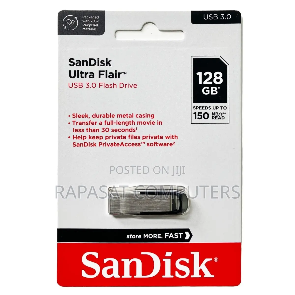 SanDisk 128Gb Ultra Flair USB 3.0 150Mb/S Flash Drive