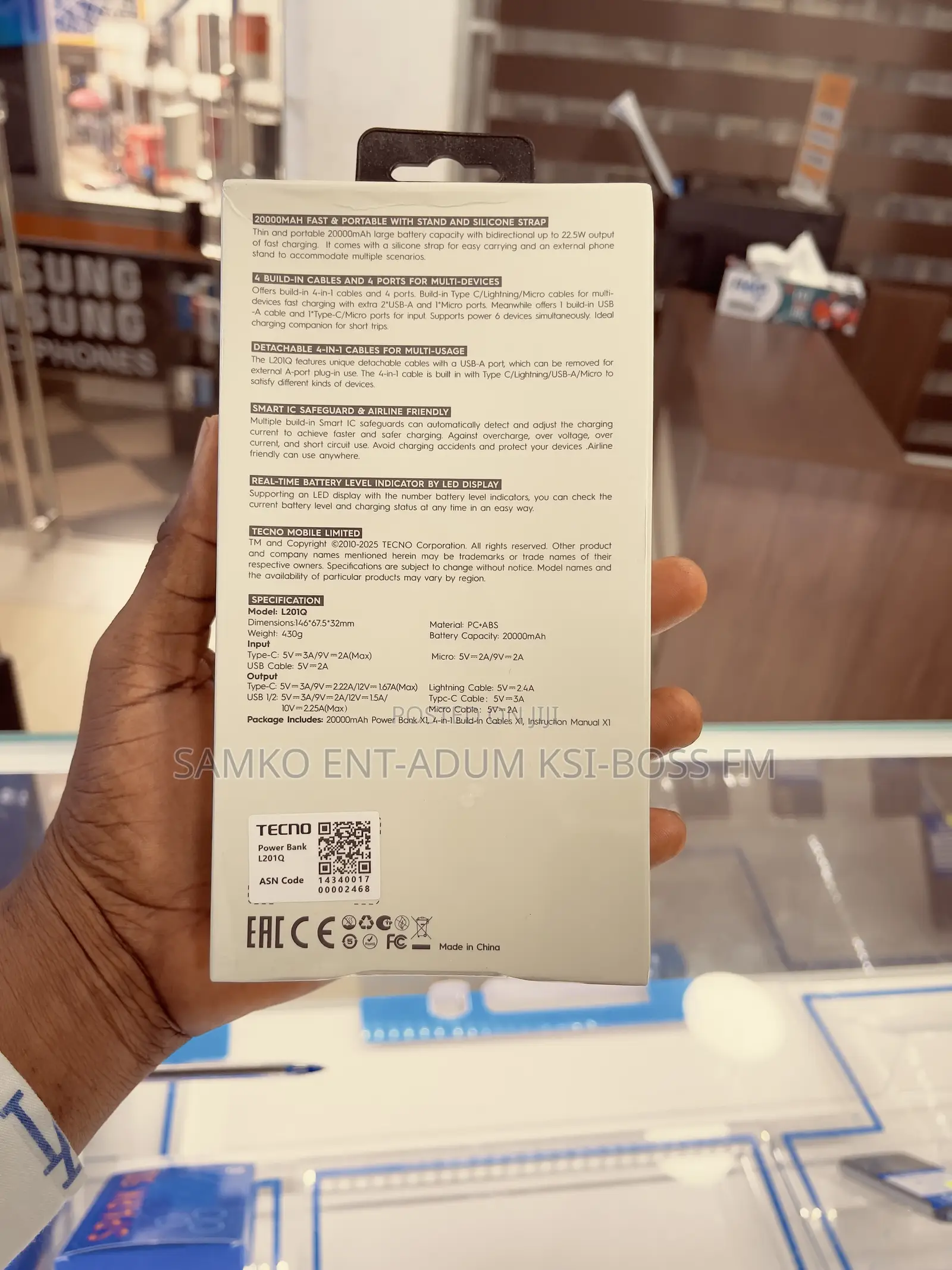 Tecno 20000 Mah L201q Power Bank