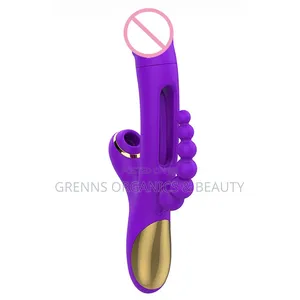 4in1 Suction Flapping G-Spot Anal Beads Vibrator Red or Purple