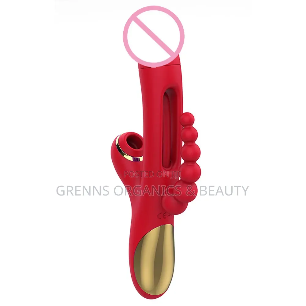 4in1 Suction Flapping G-Spot Anal Beads Vibrator Red or Purple
