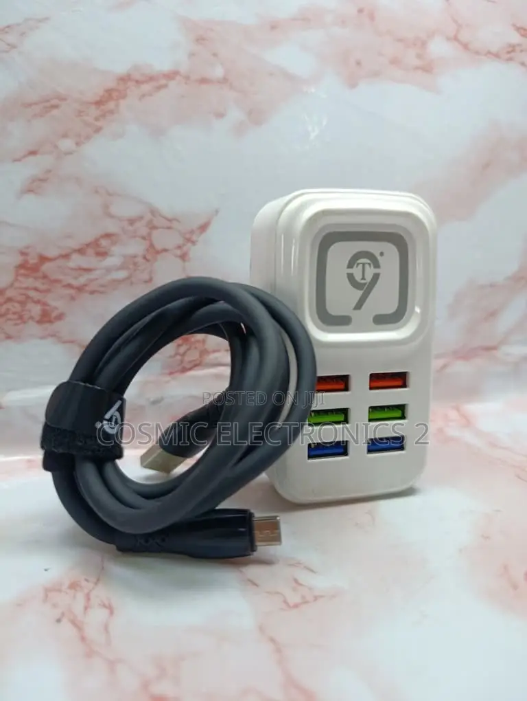 9T CH-50 6-Port USB Travel Charger – 20W Fast Charging