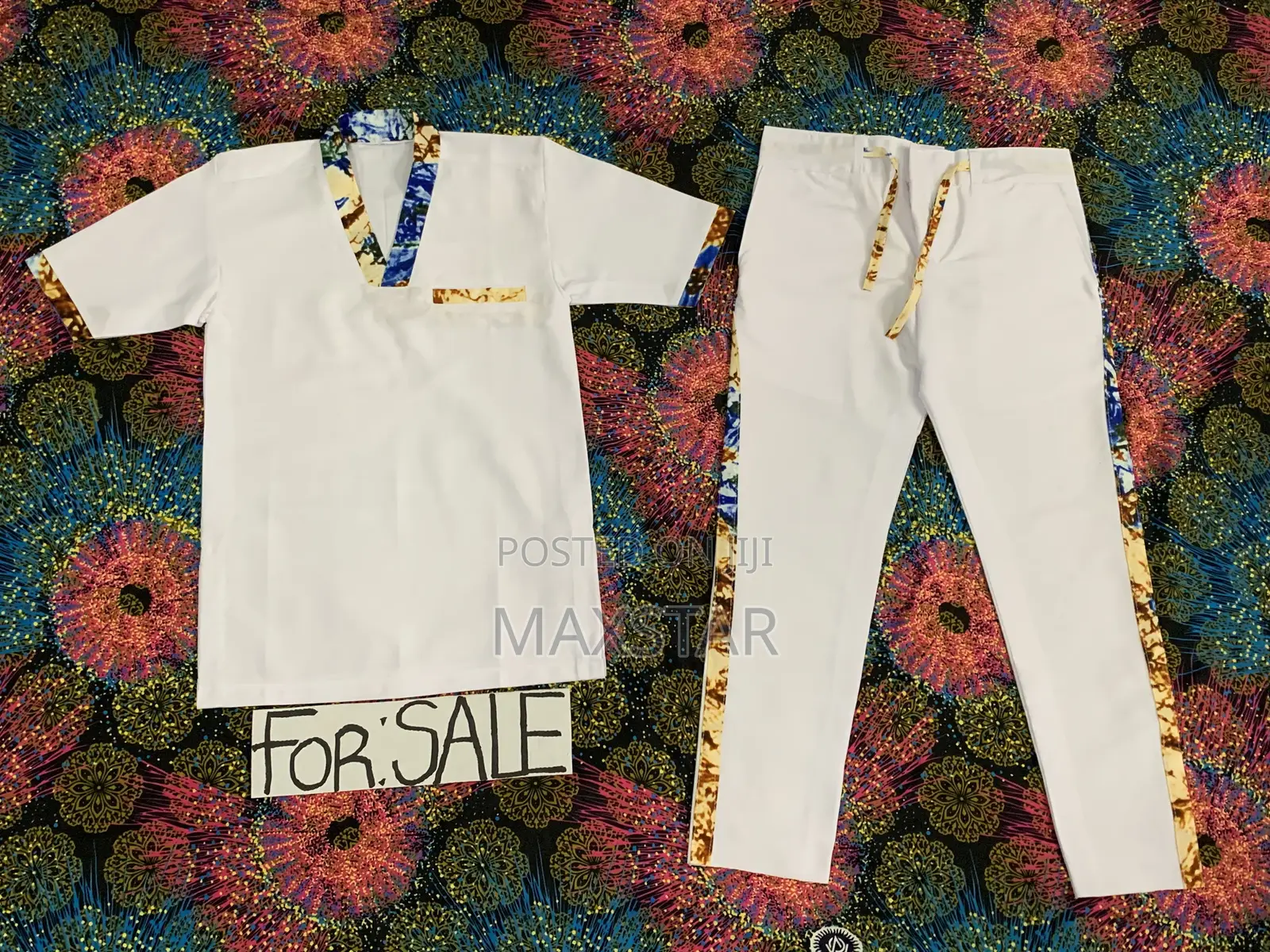 Beautiful White Designed Travera African Wear Clothes