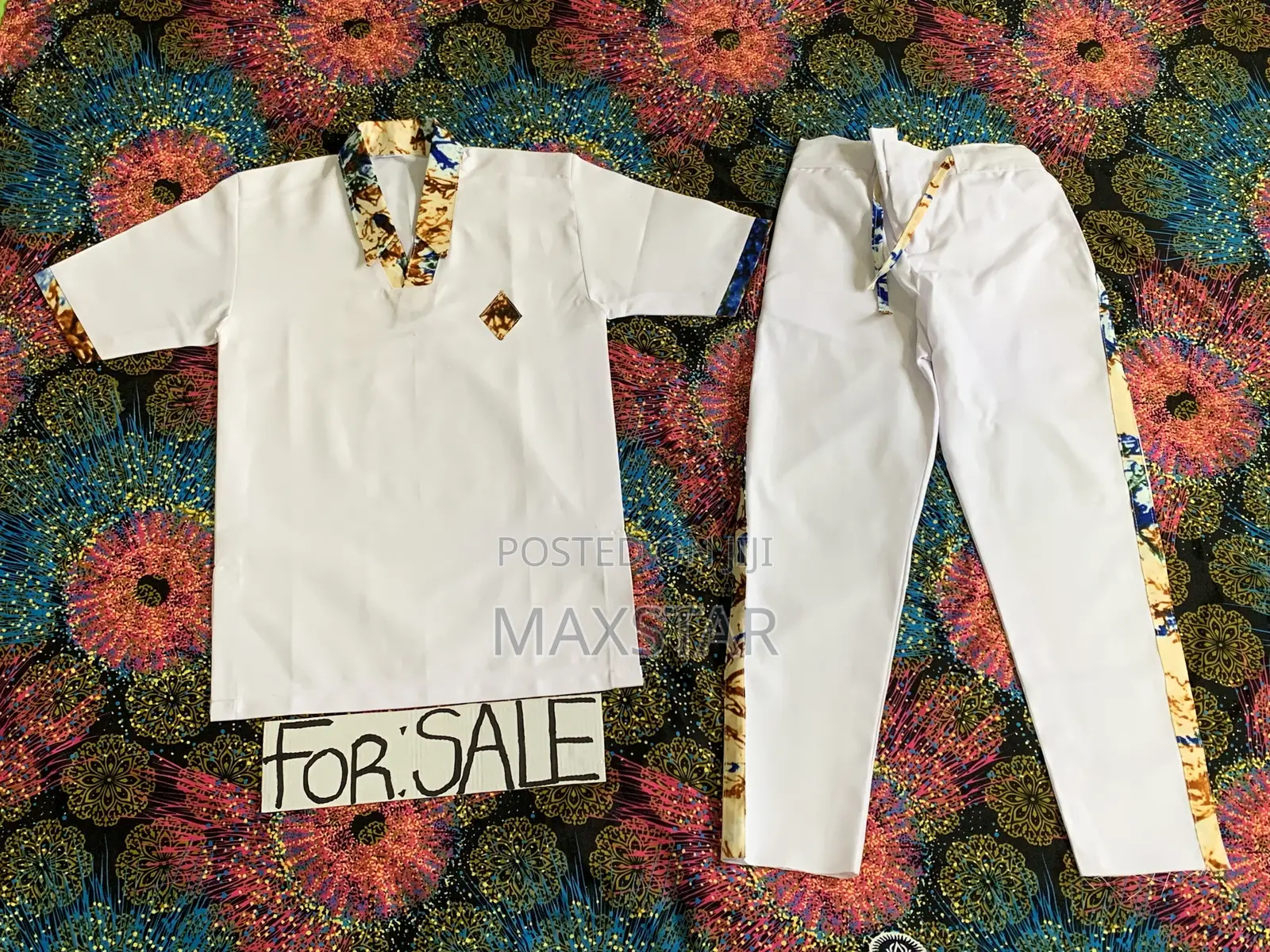 Beautiful White Designed Travera African Wear Clothes