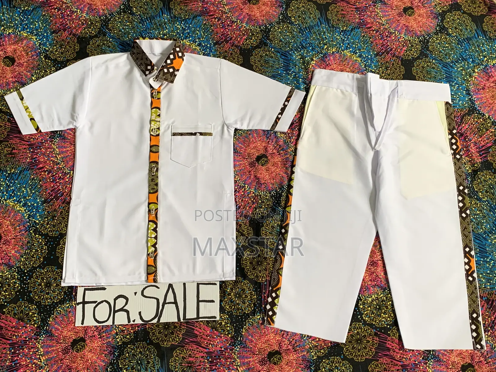 Beautiful White Designed Travera African Wear Clothes