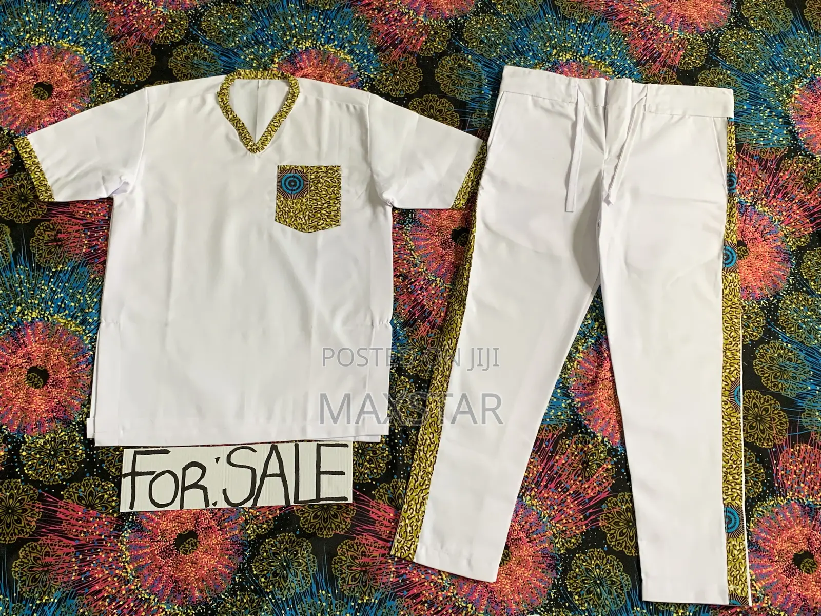 Beautiful White Designed Travera African Wear Clothes