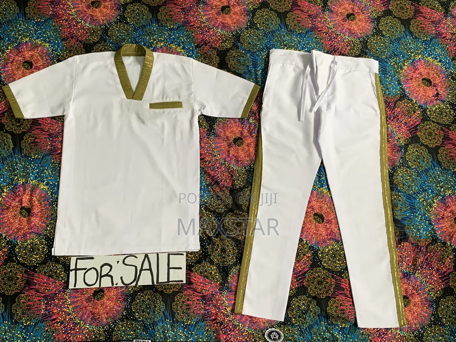 Beautiful White Designed Travera African Wear Clothes