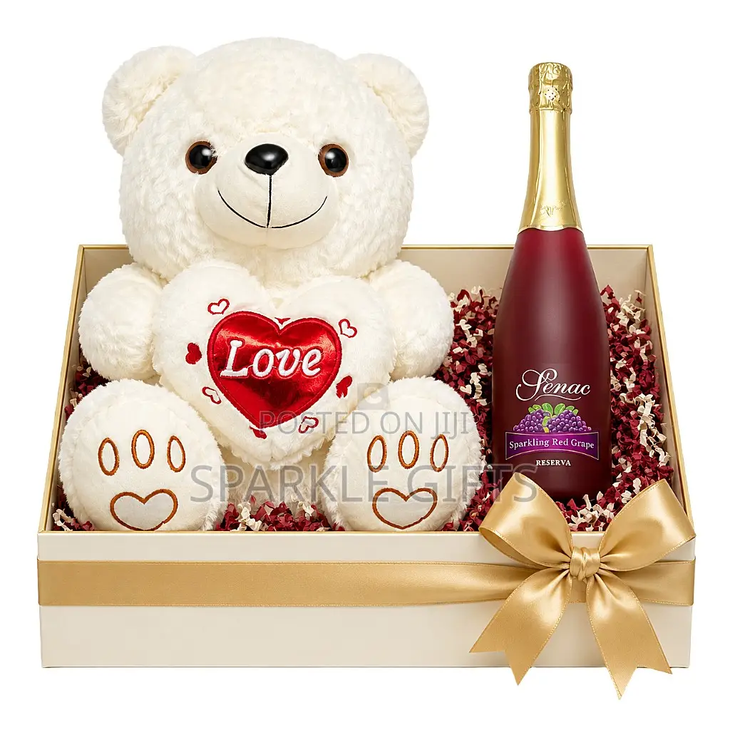 Sweet Teddy and Wine Gift for Her