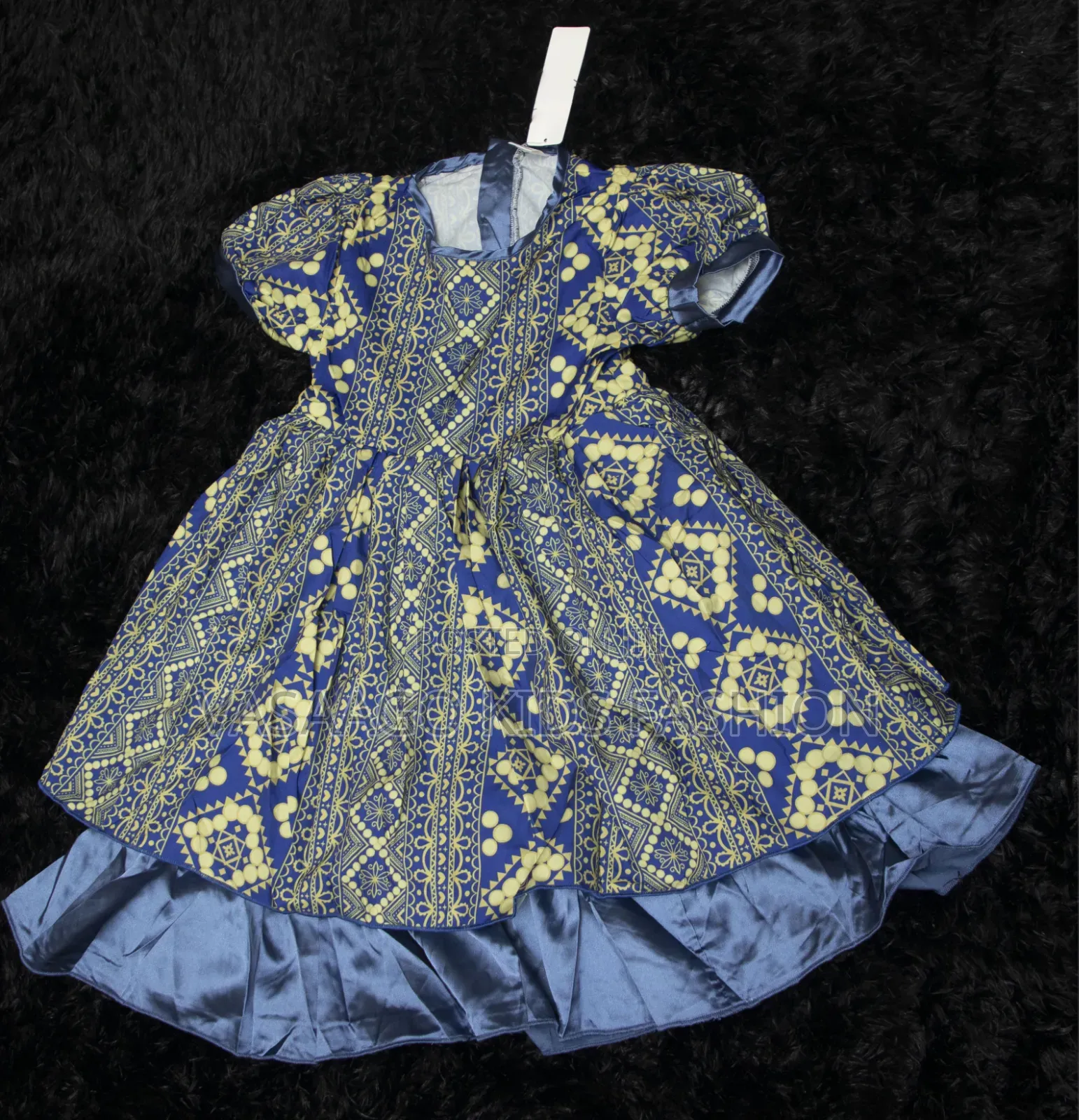 Beautiful Patterned Royal Blue Dress for Little Girl