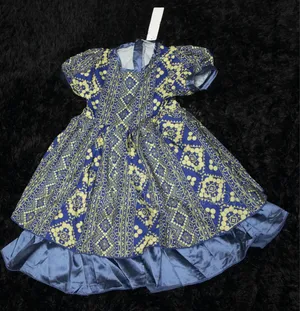 Beautiful Patterned Royal Blue Dress for Little Girl