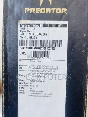 New Laptop Acer Predator Helios 16 16GB Intel Core i7 SSD 1T