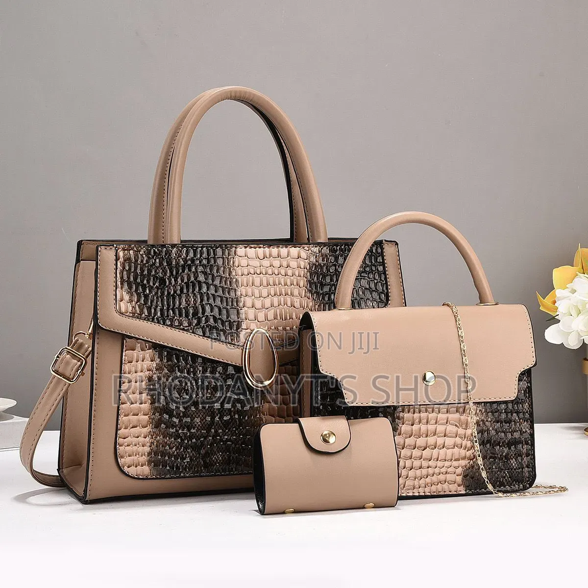 Premium 3-in-1 Crocodile Pattern Women's Handbag Set