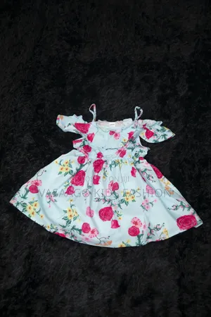 Beautiful Off Shoulder Flowery Dress for Little Girl
