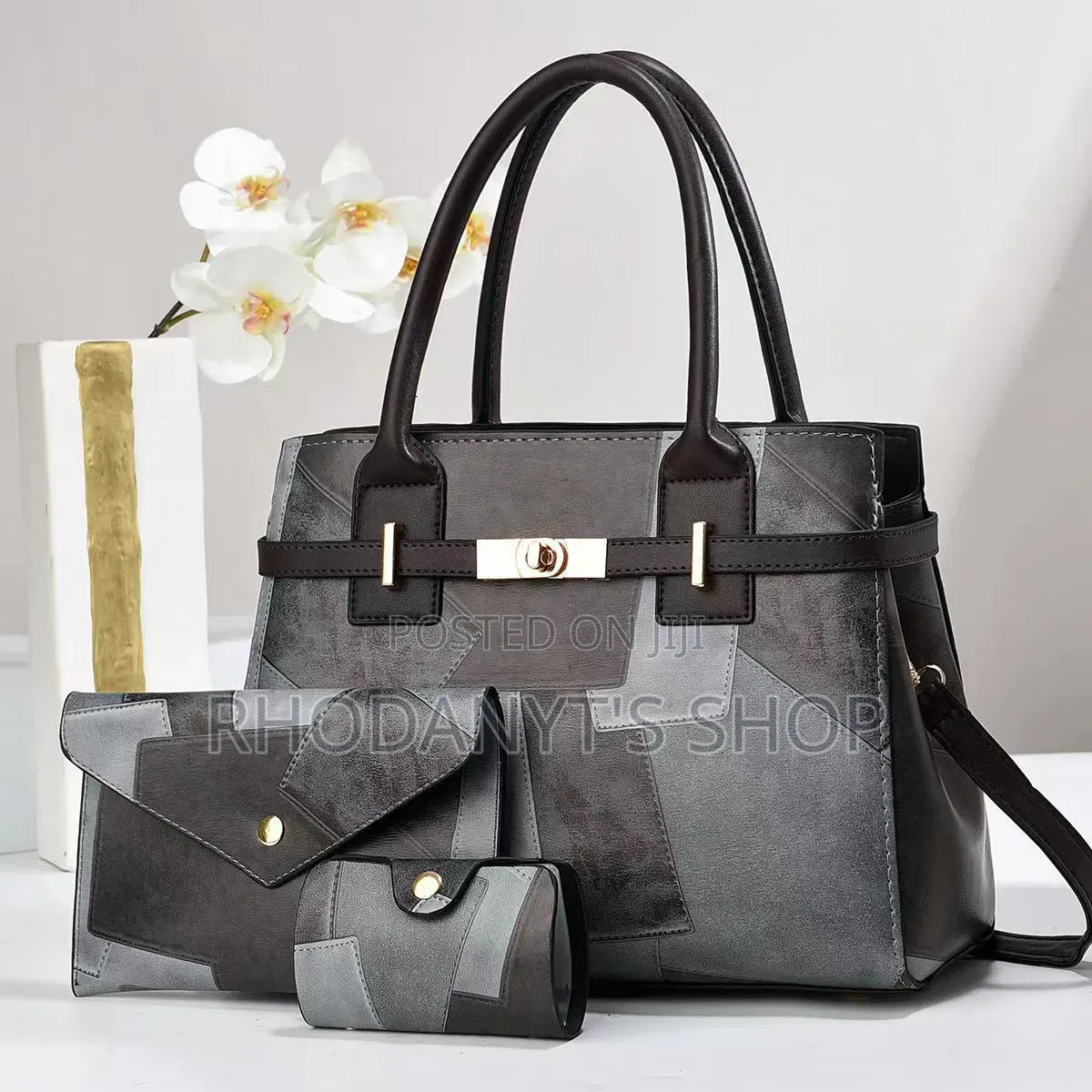 3-in-1 Vintage Patchwork Handbag Set With Shoulder Strap Wallets