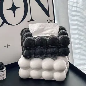 Black Beaded Tissue Box Holder