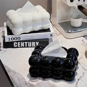 Black Beaded Tissue Box Holder