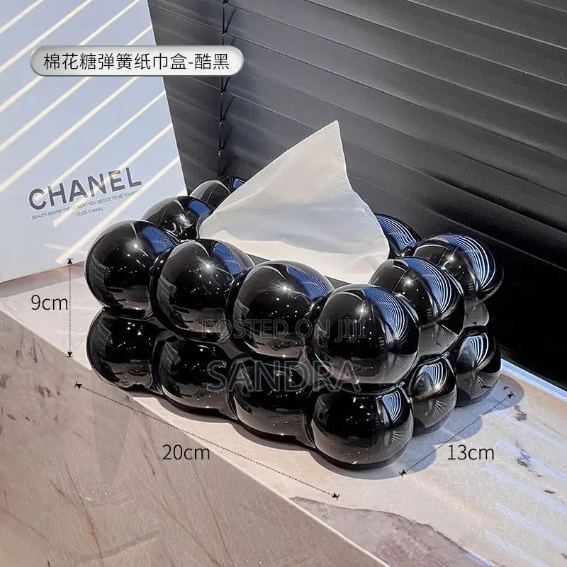 Black Beaded Tissue Box Holder