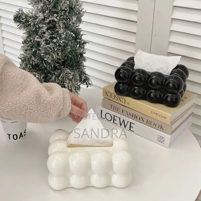 Black Beaded Tissue Box Holder