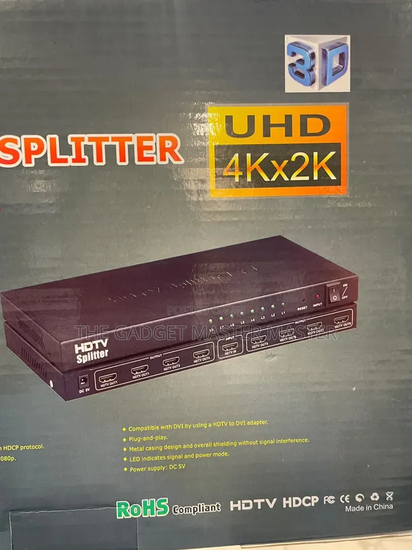 3d HDTV 1x8 Uhd Splitter