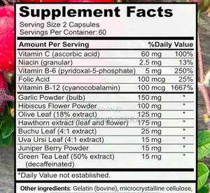 Blood Pressure Supplement With Hawthorn, Olive, Garlic,B.3, Juniper