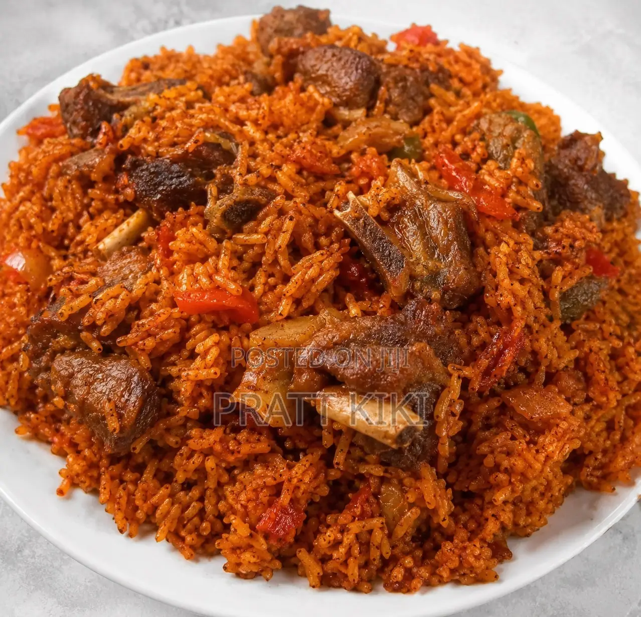 Jollof Rice With Goat Meat -Juicy and Delicious