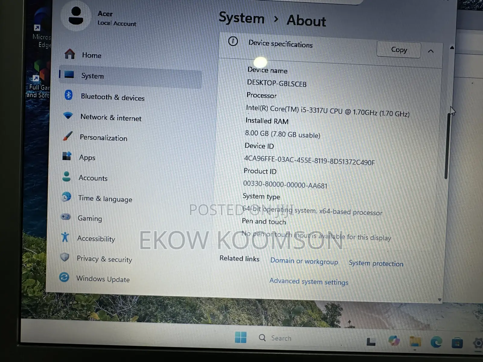 Laptop Acer Aspire V5 8GB Intel Core i5 SSD 128GB