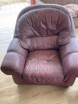 Used 2 Piece Brown Leather Sofa Set - 3 Seater + Single
