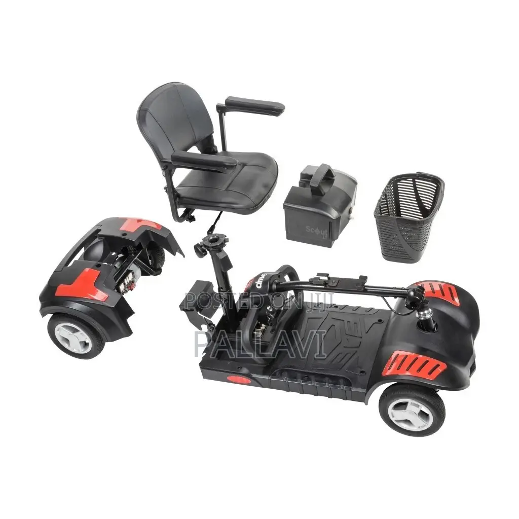 Drive Medical Scout 4 Compact Travel Scooter – 4 Wheel | 12Ah | Red