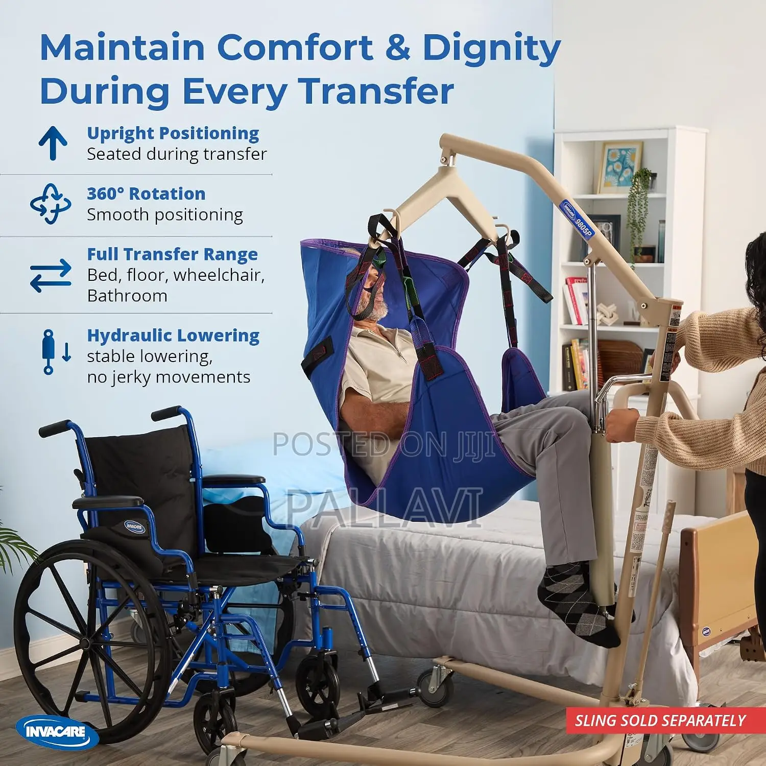 Invacare Painted Hydraulic Lift for Home Use (450 Lbs).| 9805P Model