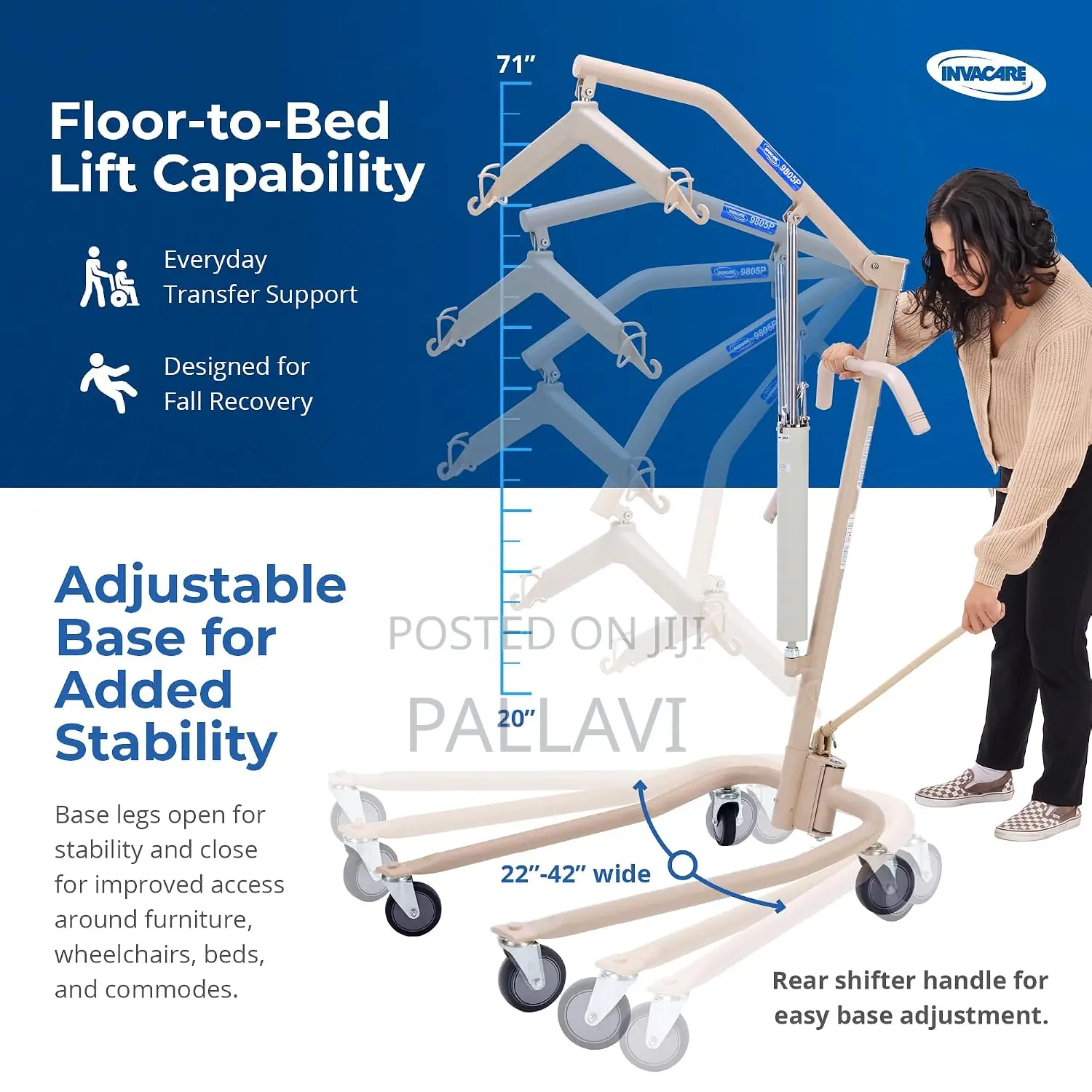 Invacare Painted Hydraulic Lift for Home Use (450 Lbs).| 9805P Model