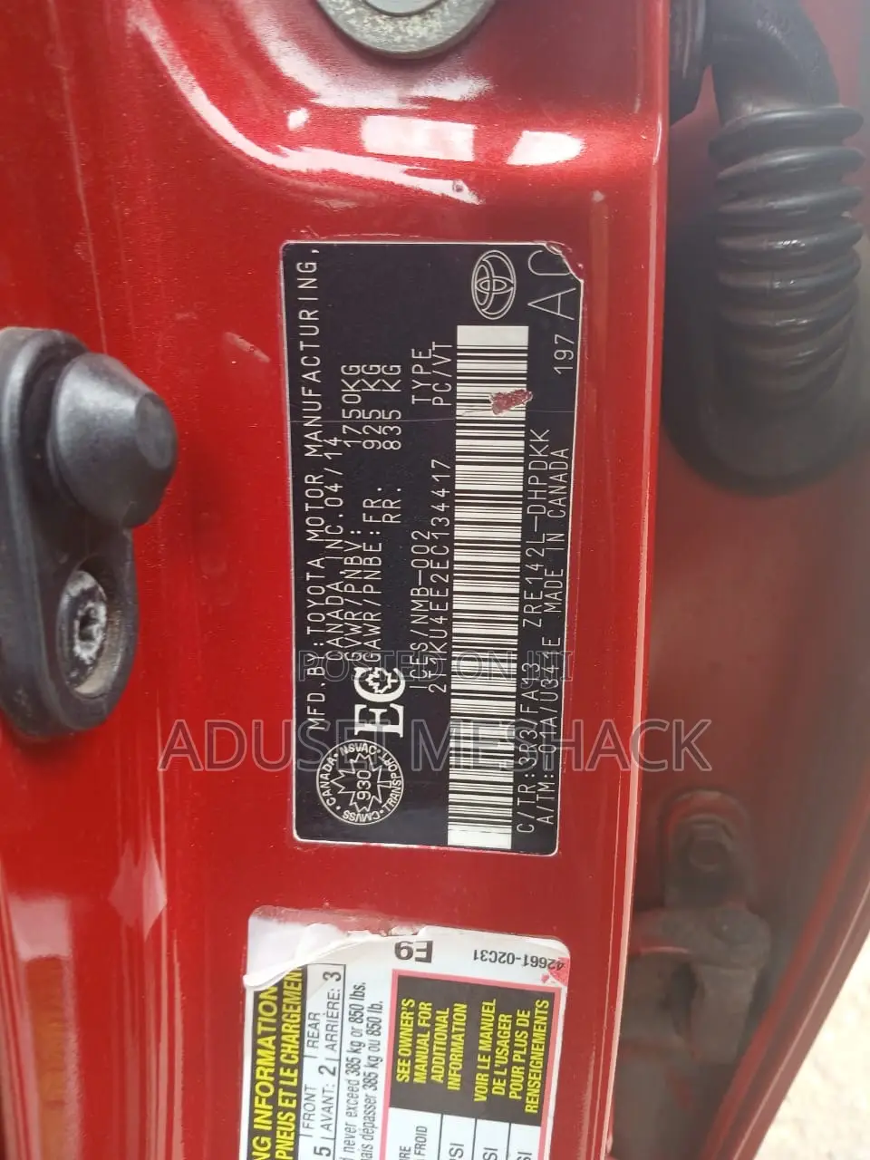 Toyota Matrix L Hatchback FWD (1.8L 4cyl) 2014 Red