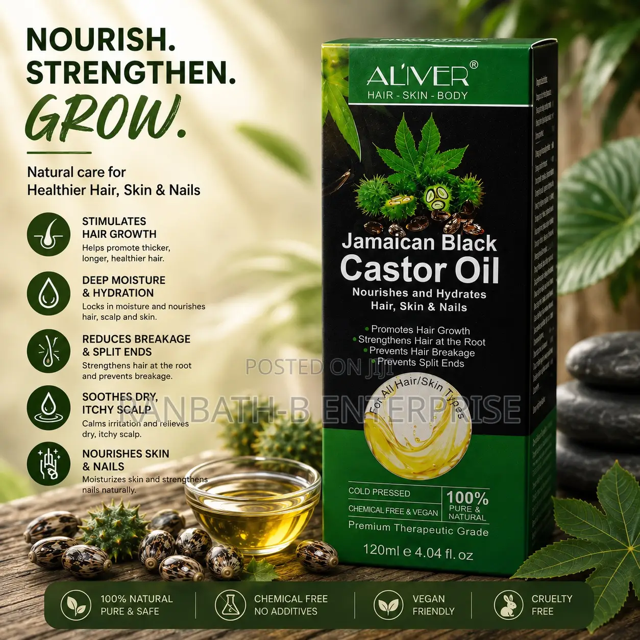 AL’IVER Jamaican Black Castor Oil – Strengthen Nourish