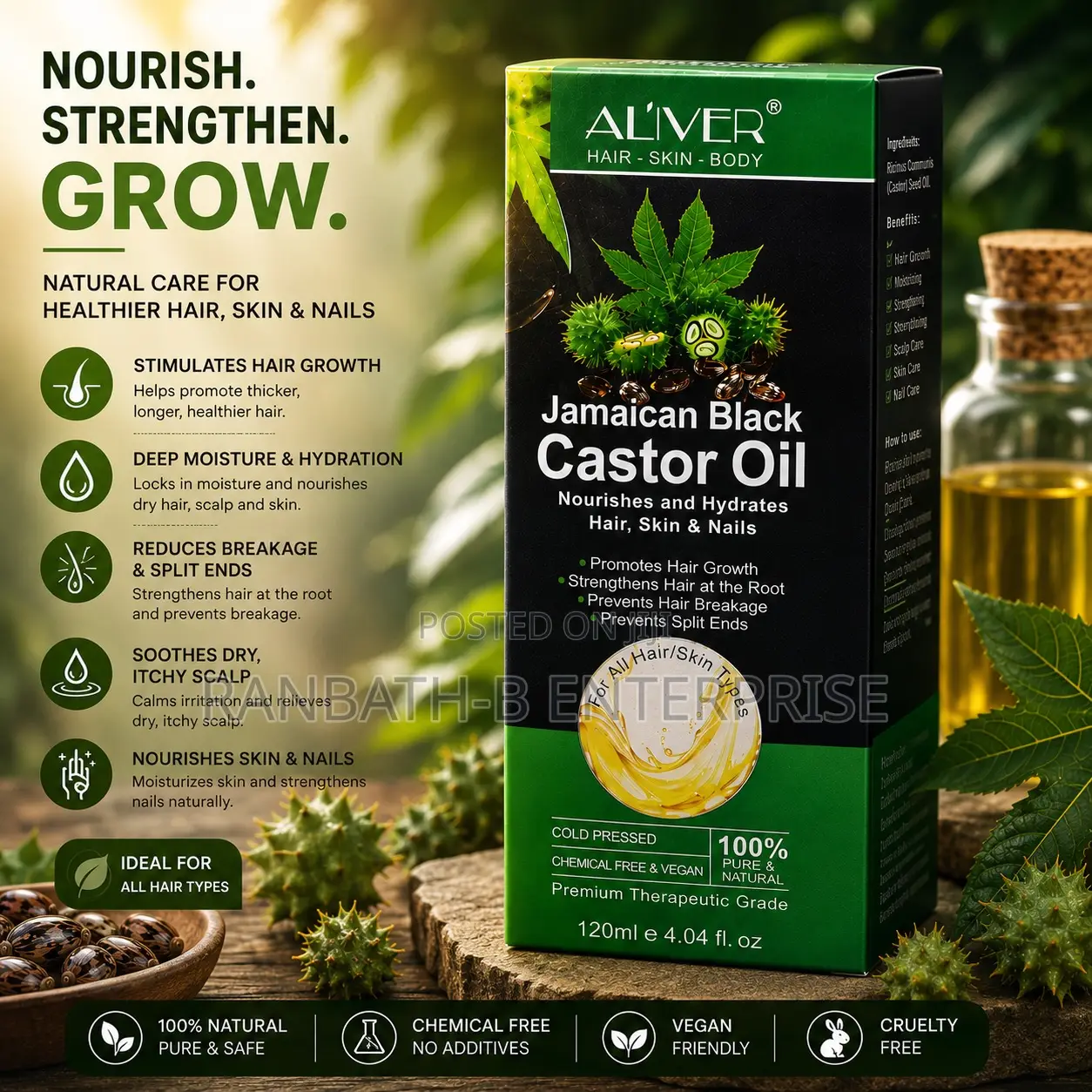 AL’IVER Jamaican Black Castor Oil – Anti-Breakage Hair Care