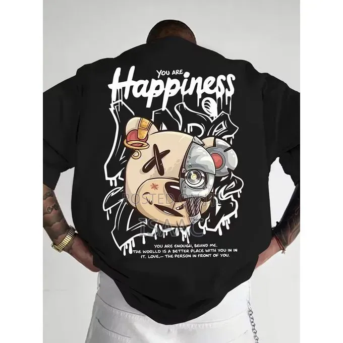 Men’s Oversized Graphic T-Shirt – Bear Print Streetwear