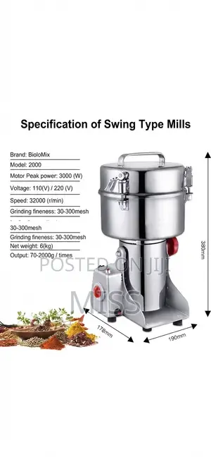Super Crest Powder Grinder / Coffee Grinder With Copper Motor