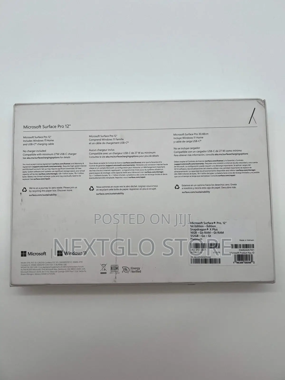 New Laptop Microsoft Surface Pro Copilot+ PC 12 16GB SSD 512GB