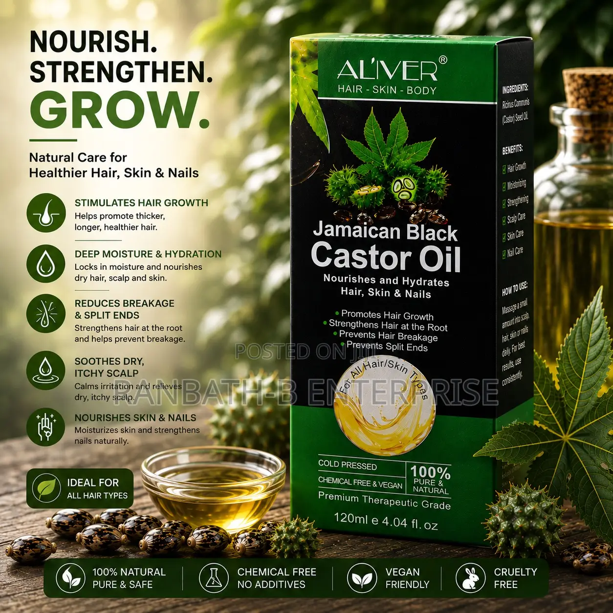AL’IVER Jamaican Black Castor Oil – Hair Growth Care