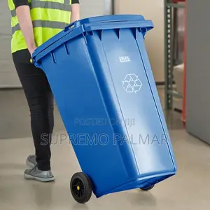 240L HDPE Wheeled Waste Bin - Commercial Push-Top Dustbin for Outdoor