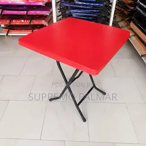 Square Plastic Utility Table -Portable Folding Design, Strong Metal