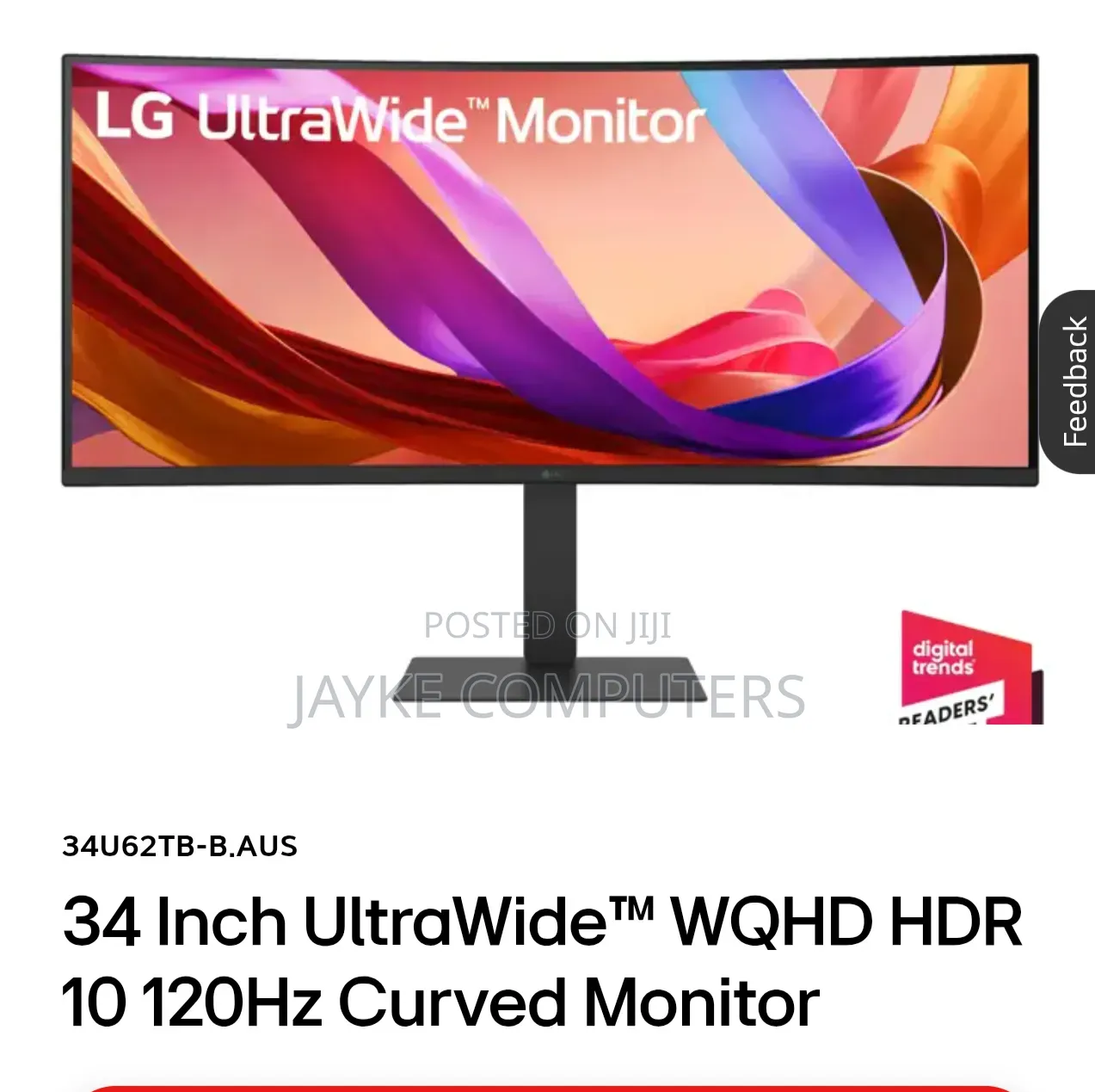 LG 34′′Inch UltraWideTM WQHD HDR 10 120Hz Curved Gaming Monitor