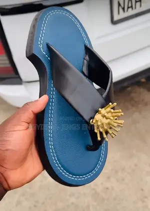 Blue and Black Ahenema Slippers