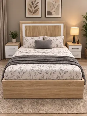 Modern Executive Wooden Double Bed Side Tables