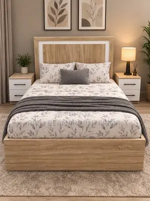 Modern Executive Wooden Double Bed Side Tables