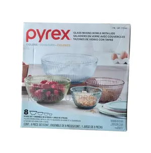 PYREX Colours Glass Mixing Bowls With Lid - 8 Set