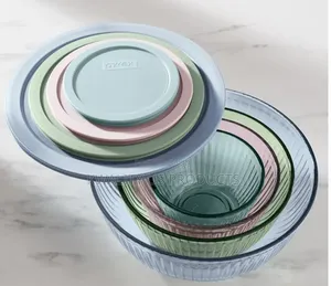 PYREX Colours Glass Mixing Bowls With Lid - 8 Set