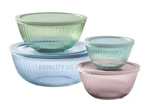 PYREX Colours Glass Mixing Bowls With Lid - 8 Set