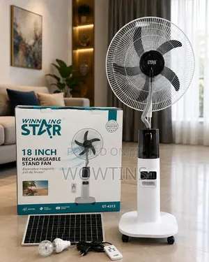 18-Inch Misting Solar-Rechargeable Fan