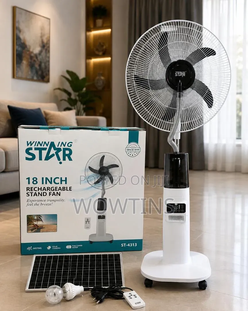 18-Inch Misting Solar-Rechargeable Fan