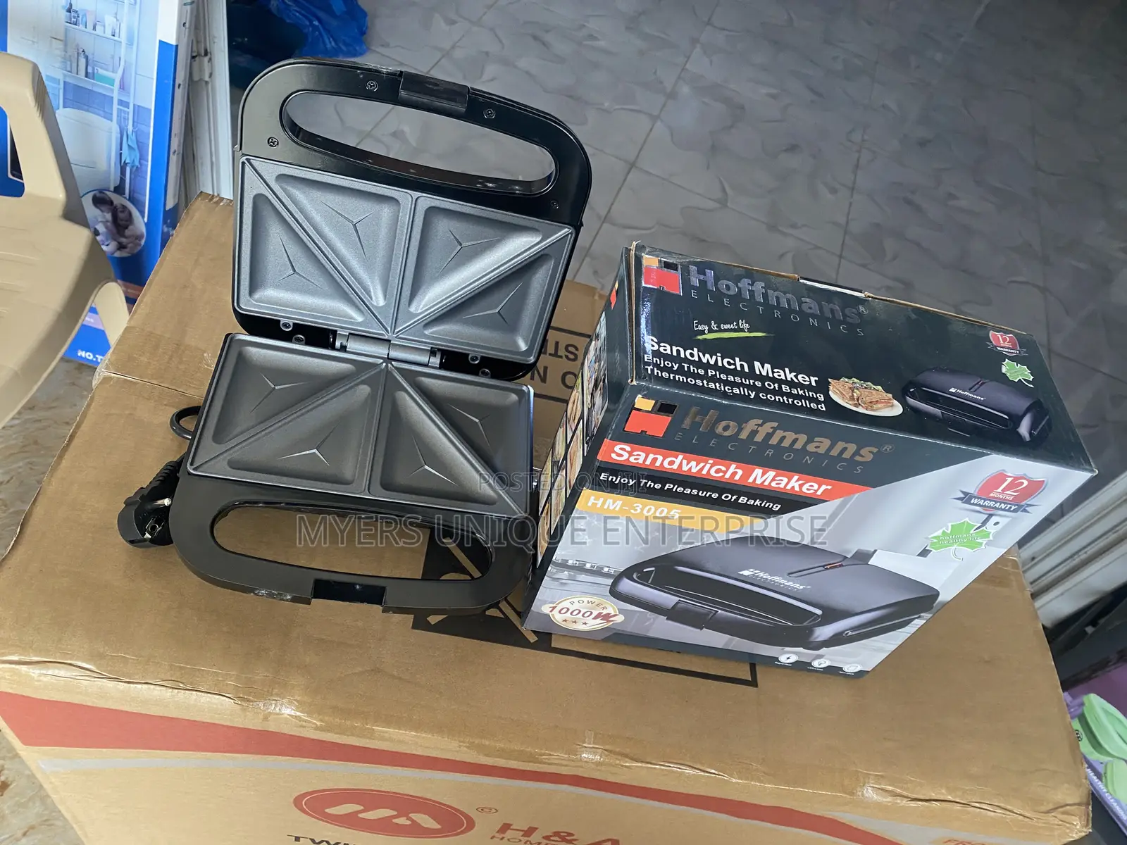 Hoffmans 1000W Electric Grill Sandwich Maker